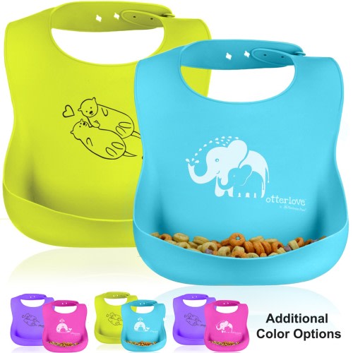 otterlove Silicone Bib - Sage with Stars Print