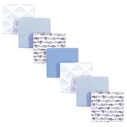 Hudson Baby Unisex Baby Cotton Flannel Receiving Blankets Bundle, Airplane, One Size