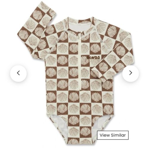 Swim Long Sleeve One Piece in Beige