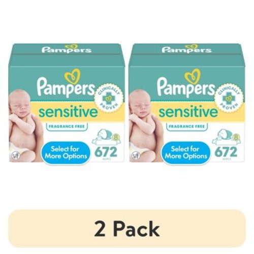 (2 pack) Pampers Sensitive Baby Wipes Unscented, 8 Pack, 672 Total Count (Select for More Options)