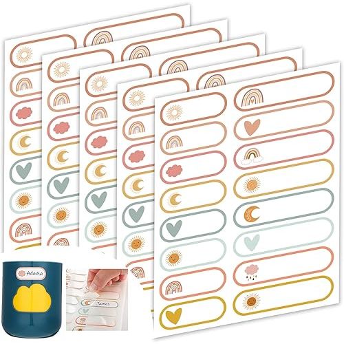 320 Pcs Baby Bottle Labels for Daycare, Name Labels for Daycare Essentials, Self Laminating, School Name Stickers for Kids Waterproof Food Milk Stickers Self Adhesive Tags(Boho)