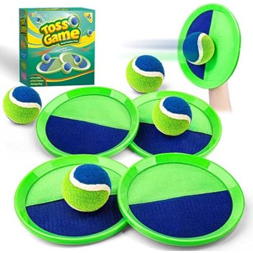 Outdoor Toys for Kids Ages 4-8, Catch Ball Toss Game, Outside Toys for 3 4 5 6 7 8-12 Year Old Boys Girls, Beach Pool Yard Lawn Outdoor Games, Toddlers Kids Birthday Summer Gifts, 4 Paddles 4 Balls
