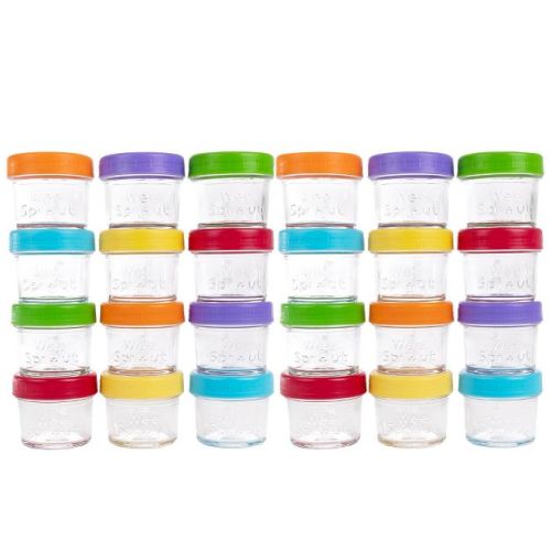 WeeSprout Glass Baby Food Storage Jars with Lids, Reusable Small Containers, 4 oz, 24 Pack - Bright Variety