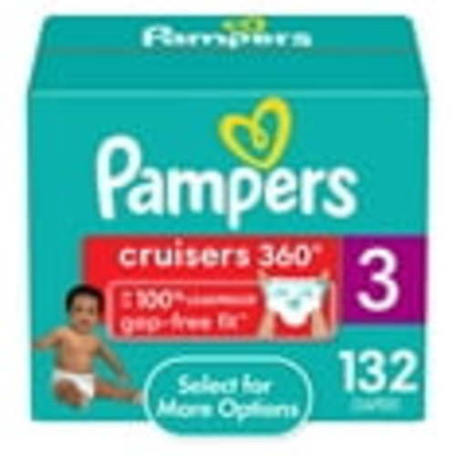 Pampers Cruisers 360 Size 3 Diapers, 132 Count - Leakproof, Hypoallergenic with Easy Tear Sides