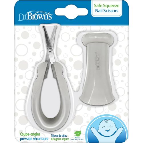 Dr. Brown's Safe Squeeze Nail Scissors with Rounded Blade Tip and 100% Silicone Handle for Infant & Baby