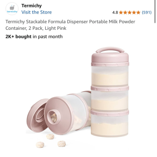 Termichy Stackable Formula Dispenser Portable Milk Powder Container, 2 Pack, Light Pink