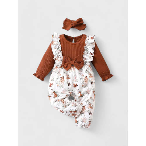 2 Pc Baby Girl Wild Woodland Animals Romper