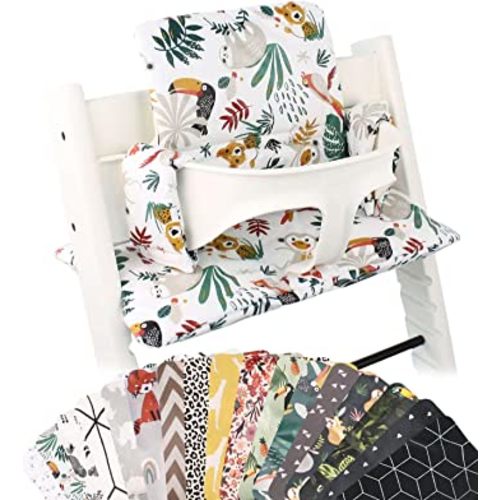 Ukje | Cushion fit for Stokke Tripp Trapp | White Monkey Cushion for Tripp Trapp High Chair l Seat Cover Compatible with Stokke Tripp Trapp Baby Chair l Seat Cushion Made in Europe