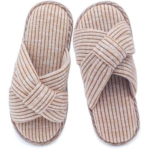 Jerzmy Cross Bow House Slippers for Women, Cute Summer Woman Slippers Cozy Cushioned Memory Foam Open Toe Home Shoes for Bedroom Indoor