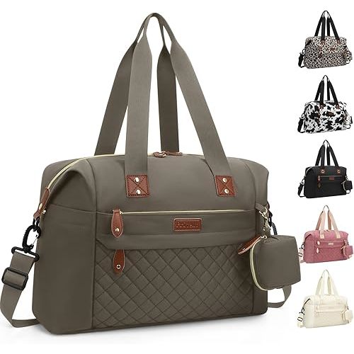 Diaper Bag Tote, Diaper Baby Bags with Pacifier Case, Shoulder Straps, Stroller Clips, Waterproof Large Mommy Bag Maternity Bag Travel Baby Bag for Mom and Dad, khaki