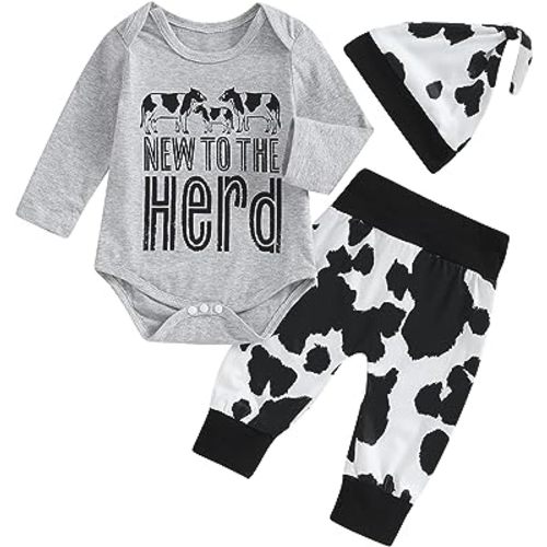 Twopumpkin Infant Baby Boy Farm Letter Bodysuit Romper and Long Pants Newborn Coming Home Outfit Cute Clothes Sets with Hat