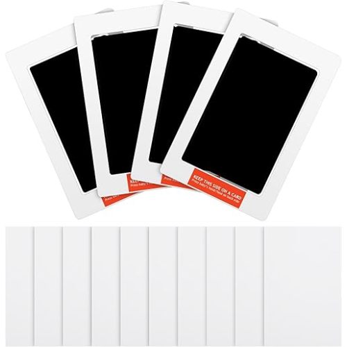 Outus Newborn Baby Handprint and Footprint Paw Print Kit 4 Clean Touch Ink Pads 10 Imprint Cards Pet Inkless Infant Hand and Feet Stamp for Dogs(Black, 4.9 × 3.14 Inch)