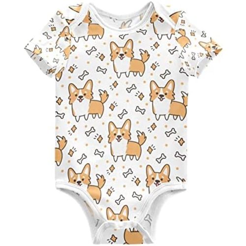 Dog Breed Welsh Corgi Baby Short Sleeve Bodysuits Romper Unisex Infant Outfit Wrapping Clothes for Boy Girl kids 3M