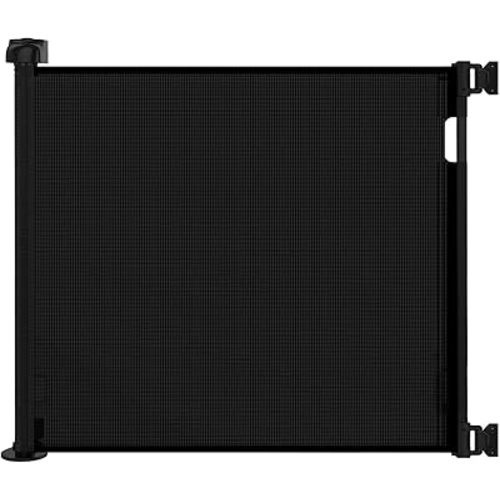 Retractable Baby Gate for Doorways and Stairs, Mesh Safety Gate for Pet, Indoor & Outdoor Use, One-Hand Operation, Easy Installation, 33.6" Tall, Expands to 55" Wide（Black,33.6"x55"