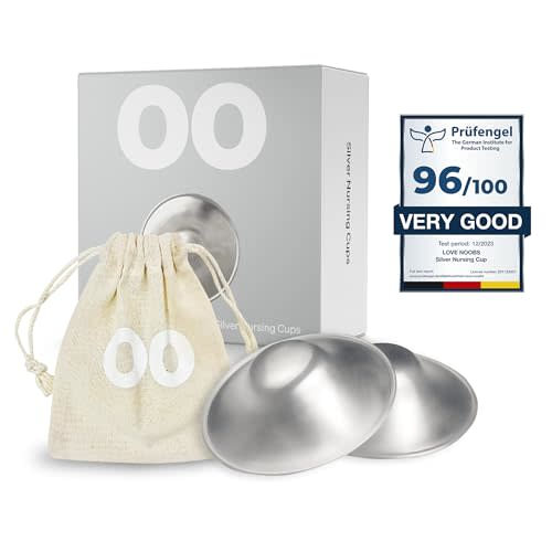The Original Silver Nursing Cups, LoveNoobs Silver Nipple Covers Breastfeeding, Regular Nipple Shields for Nursing Newborn, Post Partum Recovery, Baby Essentials, Silver Nipple Shield, Nickel-Free