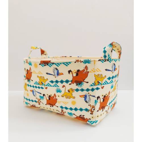 Lion king fabric storage basket, Simba and Nala nursery organizer bin, Diaper caddy container