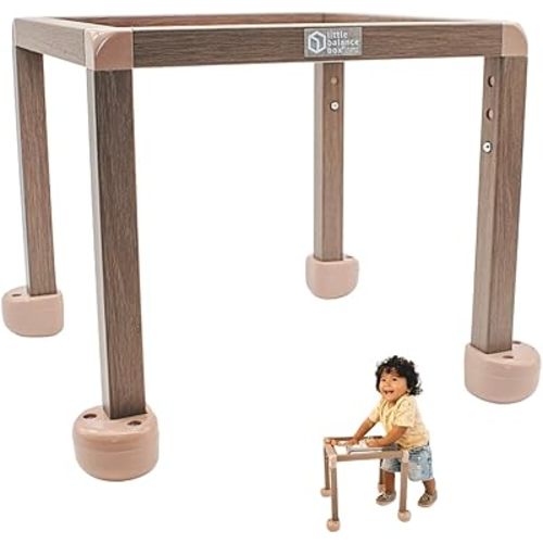 Little Balance Box Grow - Adjustable Montessori Push Pull Baby Walker & Activity Table | No Wheels, Safe Spring Feet | PT-Invented Eco-Friendly Developmental Tool for Children Learning to Stand & Walk