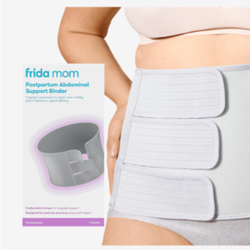 Frida Mom Belly Binder, Postpartum Essentials for Natural and C-Section Recovery, Adjustable Compression Wrap, After Birth Brace, Abdominal Band, 9" High