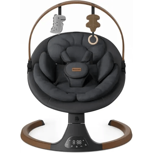 Baby Swings for Infants, Monamii Baby Swing, Bluetooth Infant Swing with Music Speaker, 5 Speeds and Remote Control, Indoor & Outdoor Use (Black)