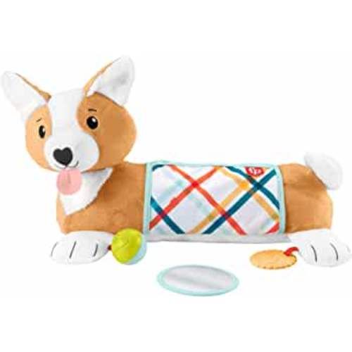 Fisher-Price Baby Toys 3-in-1 Puppy Tummy Wedge with BPA-free Teether Rattle & Mirror for Newborn Sensory Play