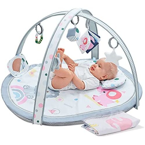 Baby Play Mat, ibabejoy Stage-Based Play Gym with 2 Machine Washable Mat Covers for Newborn to Toddler, 7 in 1 Activity Mat for Infant Sensory & Motor Skills Development, Thicker Non-Slip
