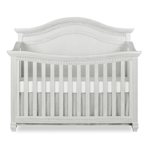 Evolur Madison 5-in-1 Curved Top Convertible Crib in Antique Grey Mist, Features 3 Mattress Height Settings, Wooden Nursery and Bedroom Furniture, Baby Crib