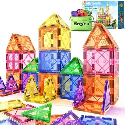 Magnetic Tiles Toddler Toys Magnetic Building Blocks for Kids Ages 3-12 STEM Educational Toys for Girls & Boys Sensory Play for Preschool Learning Classroom Must Have Decor