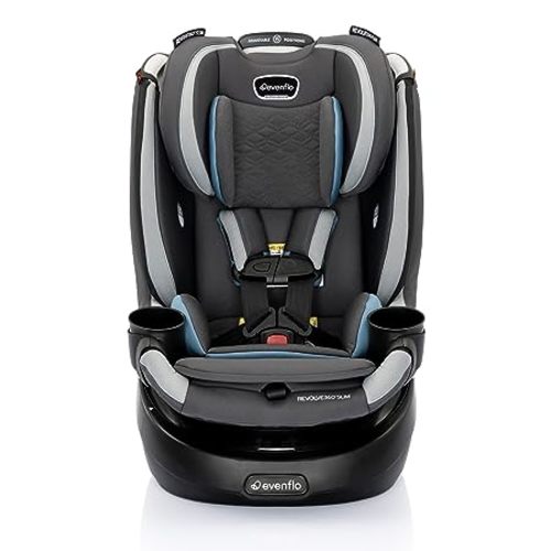 Evenflo Revolve360 Slim 2-in-1 Rotational Car Seat with Quick Clean Cover (Stow Blue) - Revolve Slim w/Quick Clean Cover