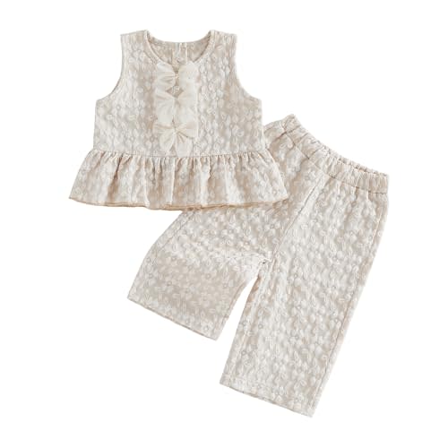 Thorn Tree Girls Summer Outfits Ruffle Sleeve Button Up Dress Tops Plaid Linen Pants Spring Toddler Girl Clothes