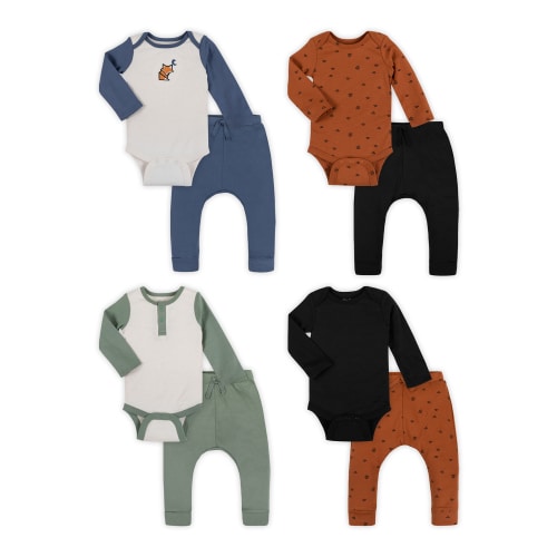 Little Star Organic Baby Boy or Unisex 8Pc Mix & Match Set, Size Newborn-24 Months