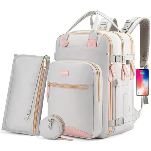 Diaper Bag Backpack, Multi function Baby Bag with Portable Changing Pad, Pacifier Holder,Waterproof Diaper Bags with USB Charging Port,Anti-Theft Travel Backpack for Mom, Dad, Newborn (Gray)