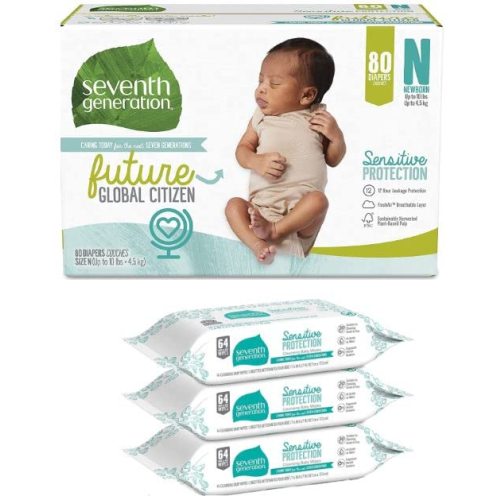 Seventh Generation Medium Newborn Diapers, 80 ct - Case of 1