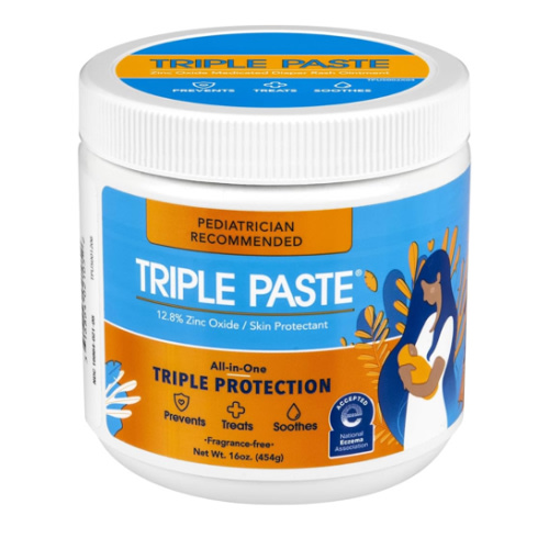 Triple Paste Diaper Rash Cream for Baby - 16 Oz Tub - Zinc Oxide Ointment Treats, Soothes and Prevents Diaper Rash - Pediatrician-Recommended Hypoallergenic Formula with Soothing Botanicals
