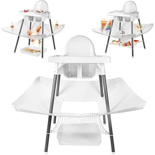 Food Catcher Compatible with IKEA Antilop Baby High Chair Also as Toy Catcher Mess Catcher – 30 inch x 30 inch Unfolded Area – Net to Keep Dry and Wet Apart