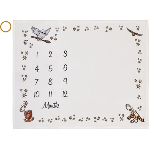 Warner Brothers Harry Potter Magical Moments White and Gold Milestone Baby Blanket