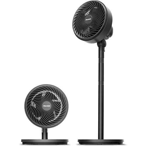 PELONIS 7-Inch Pedestal Air Circulator, Oscillation Fan, 15ft/s, 3 Speeds, Adjustable Height (Tabletop/Standing Fan), 75°+90° Oscillation, 5-Blade Quiet Pedestal Fan for Bedroom, Office, Home