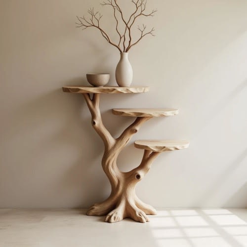 Bedside table round end table solid wood live edge end table media console rustic table handmade table for bedroom and living room
