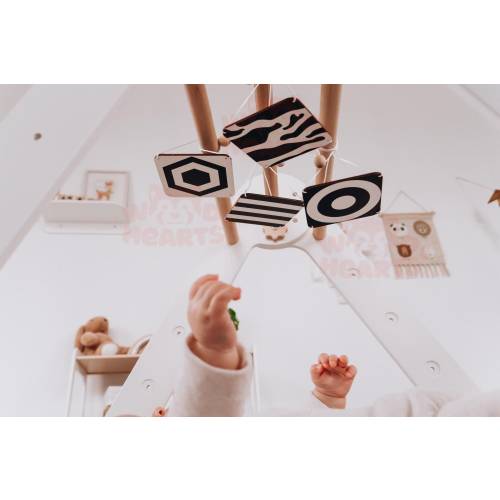 Sensory Toys, High Contrast Black & White Hanging Flashcards, Hanging Toys for Baby Gym, Wooden Baby Gym Toys, Baby Shower Gift, Montesssori