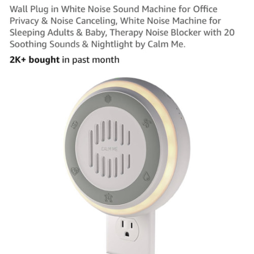 Wall Plug in White Noise Sound Machine for Office Privacy & Noise Canceling, White Noise Machine for Sleeping Adults & Baby, Therapy Noise Blocker with 20 Soothing Sounds & Nightlight by Calm Me.