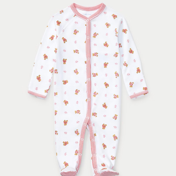 IF GIRL: Polo Bear Cotton Footed Coverall | Ralph Lauren