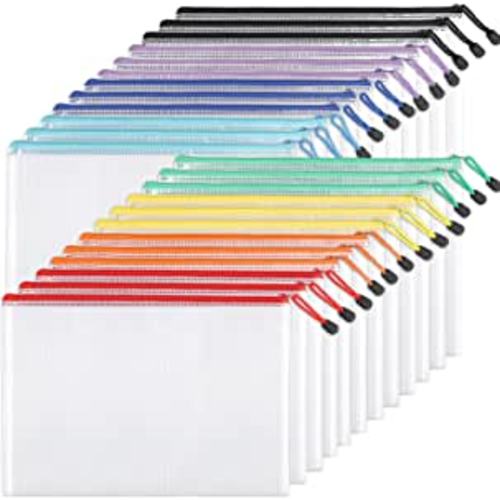 Amazon.com : EOOUT 24pcs Mesh Zipper Pouch Zipper Bags, Puzzle Bag for Organizing Storage, Letter Size, A4 Size, Zipper File Bags for Office Supplies : Office Products