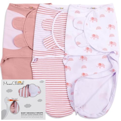 Mama Cheetah Baby Swaddle Blanket with Zipper, Newborn Swaddle Sack, Baby Swaddles Sleep Sack 0-3 Months, Baby Swaddle Wrap with Easy Change Zipper for Baby Boy & Girl, 3-Pack