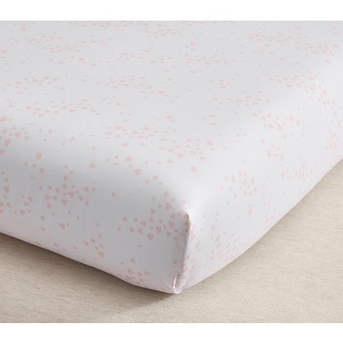 Scattered Hearts Organic Crib Fitted Sheet