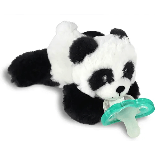 RaZbaby JollyPop Pacifier, Holder w/ Detachable Baby Pacifier, Stuffed Animal RaZbuddy, All Ages 0M+, 100% Medical Grade USA Made Silicone Pacifier, Machine Washable, Textured & Easy to Hold – Panda