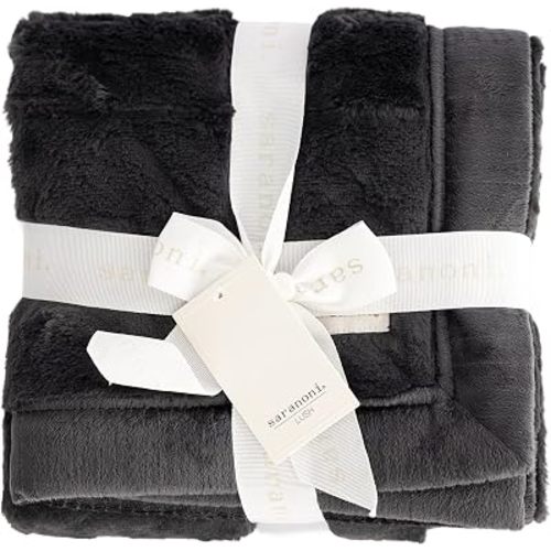 Saranoni Luxury Security Blankets for Babies | Ultra-Soft Lush and Boutique Quality Baby Blanket | Perfect for Infants & Newborns | Charcoal, Mini - 15" x 20"