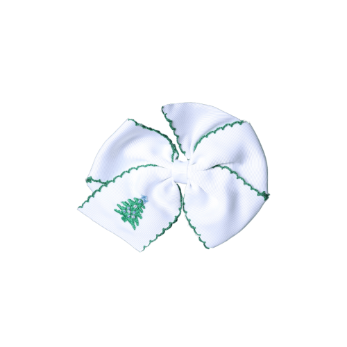 Embroidered Blue Christmas Tree Grosgrain Bow
