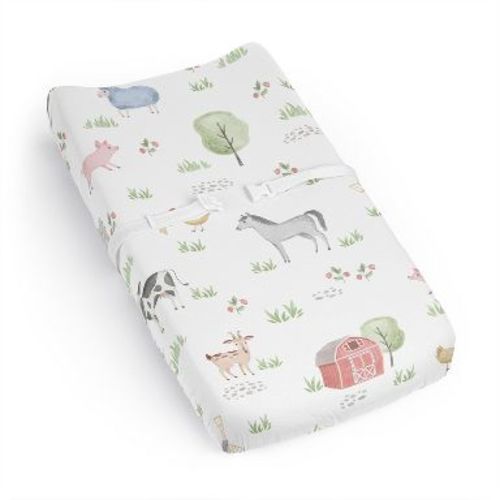Sweet Jojo Designs Gender Neutral Unisex Changing Pad Sheet Farm Animals Multicolor
