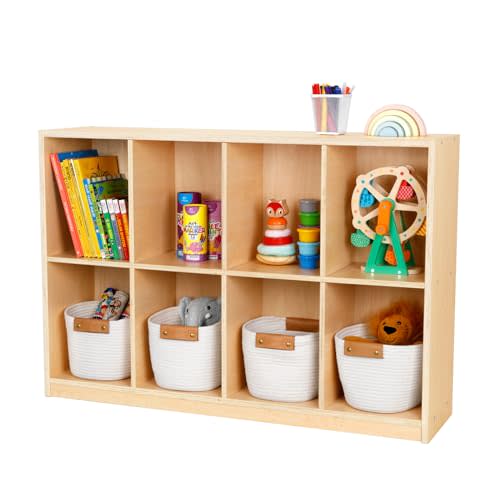 OOOK 8-Compartment Backpack Wooden Storage Cabinet - Kids Toy Storage Organizer - Bookshelf for Classroom, Playroom, Kindergarten, Living Room, Office