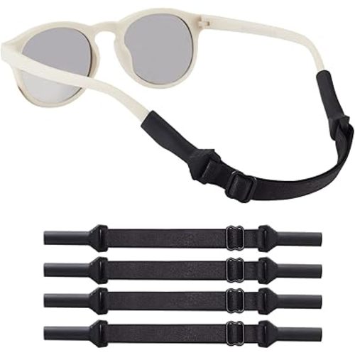 lvvfit Baby Glasses Straps(5-8inch)-Adjustable Glasses Strap Sports Sunglasses Eyeglasses Holder Straps for Toddler and Infant-Eyewear Retainers for Boys and Girls age 0-3 years (4pcs Black)