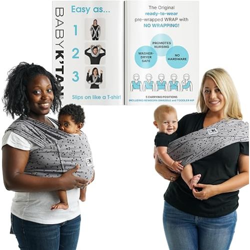 Plus-Size Original Baby K'tan Baby Carrier: #1 Easy Pre-Wrapped, Slip-On, No Rings, No Buckles | 5 in 1 Baby Sling Gift | Hands Free Infant Wrap - Newborn to Toddler up to 35lb Women 22-24, Men 47-52